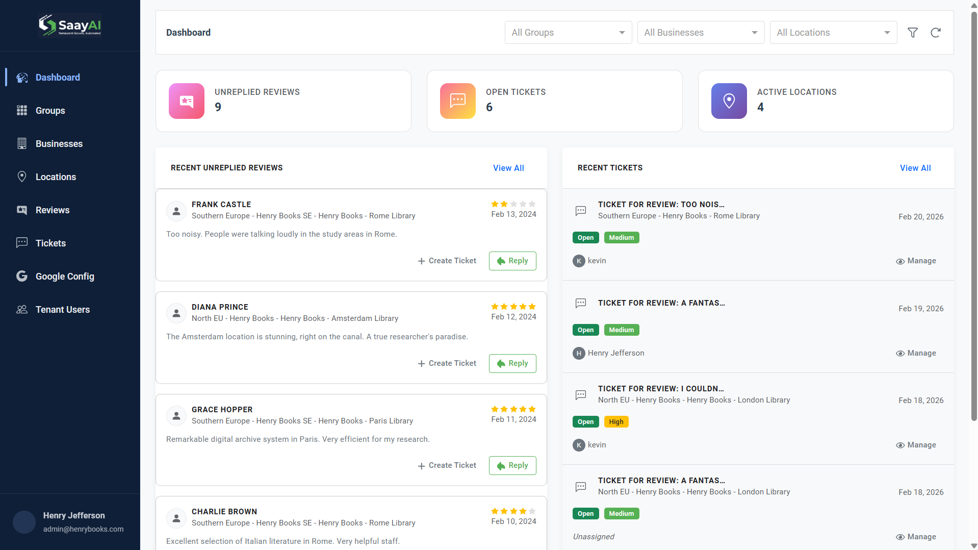 Review Management Dashboard